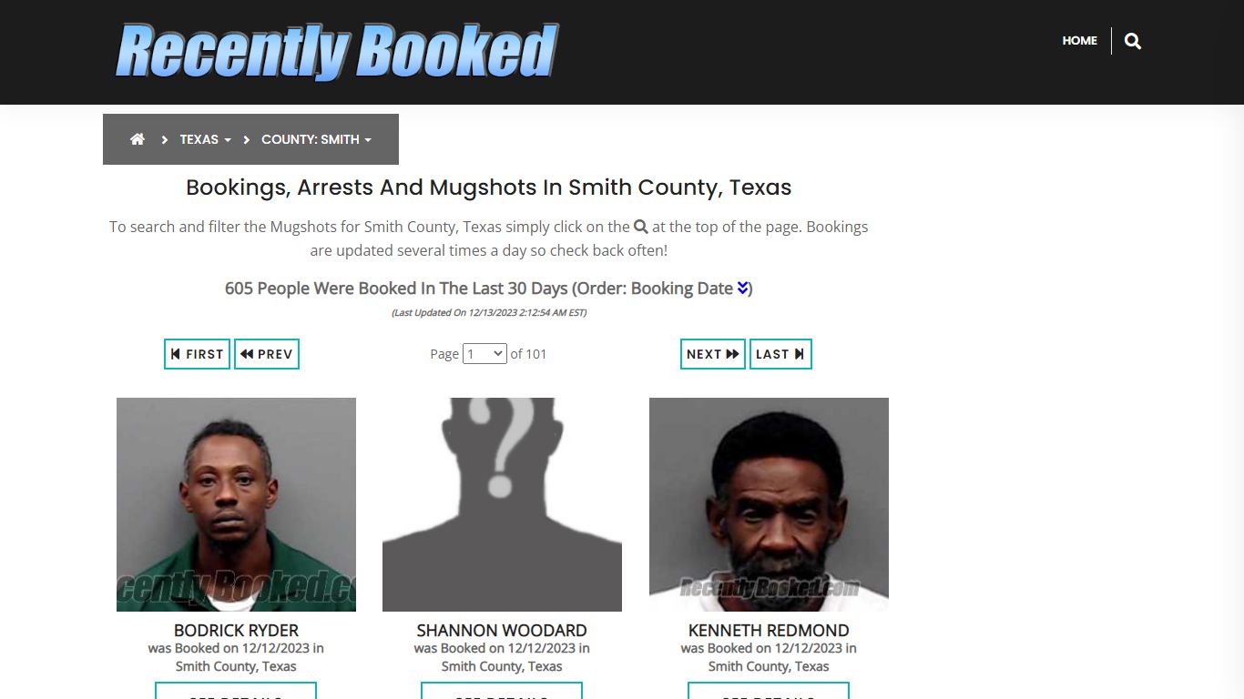 Recent bookings, Arrests, Mugshots in Smith County, Texas - Recently Booked