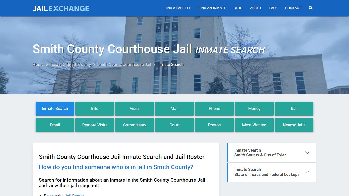 Inmate Search: Roster & Mugshots - Smith County Courthouse Jail, TX